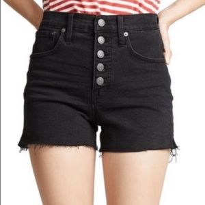 Madewell High-Rise Denim Shorts Faded Black Button Up - Size 23